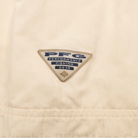 Columbia PFG Mens Cream Button Up Fishing Shirt Sz XL Vented Long Sleeve Pocket - Picture 7 of 7